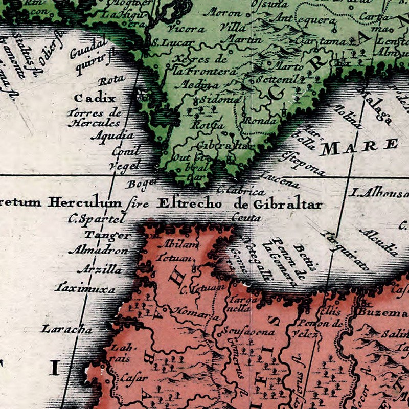 1695 Mare Mediterraneum Old World Exploration MAP Vintage Repro Print 24x60 gallery