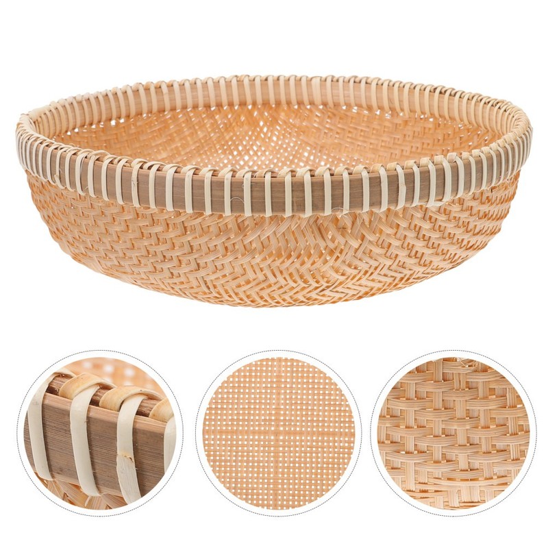 Retro Storage Basket Decorative Wicker Organizer Hand Small Key Bowl