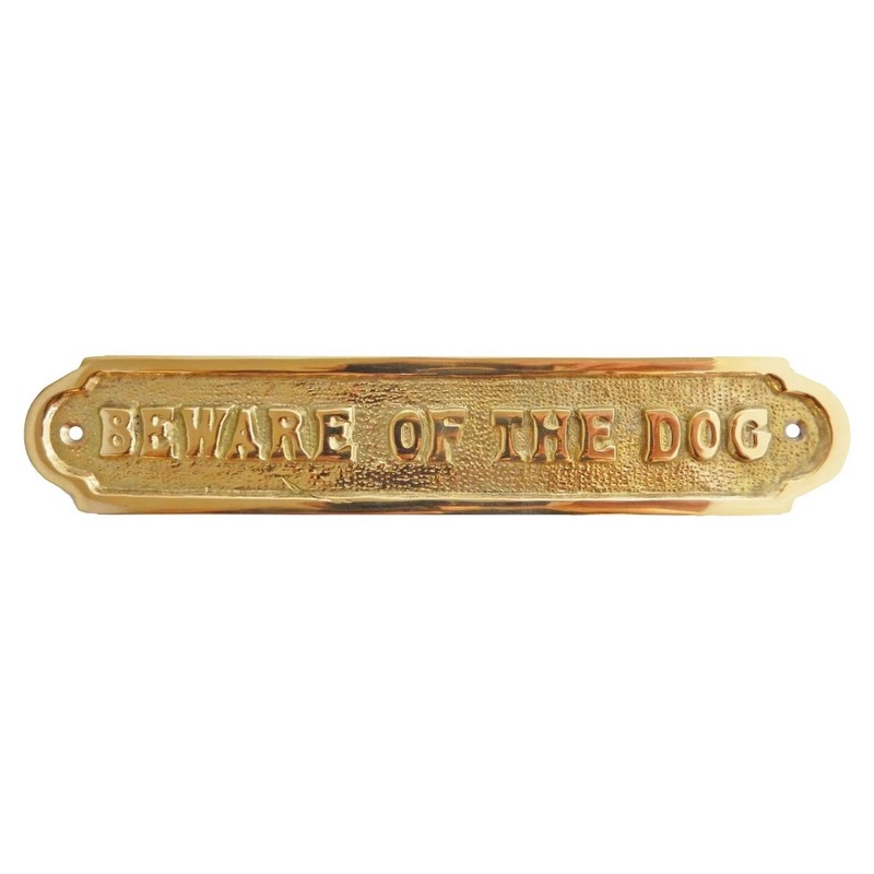 Beware of The Dog Solid Brass Sign Letters Screws Included 8 1/2″