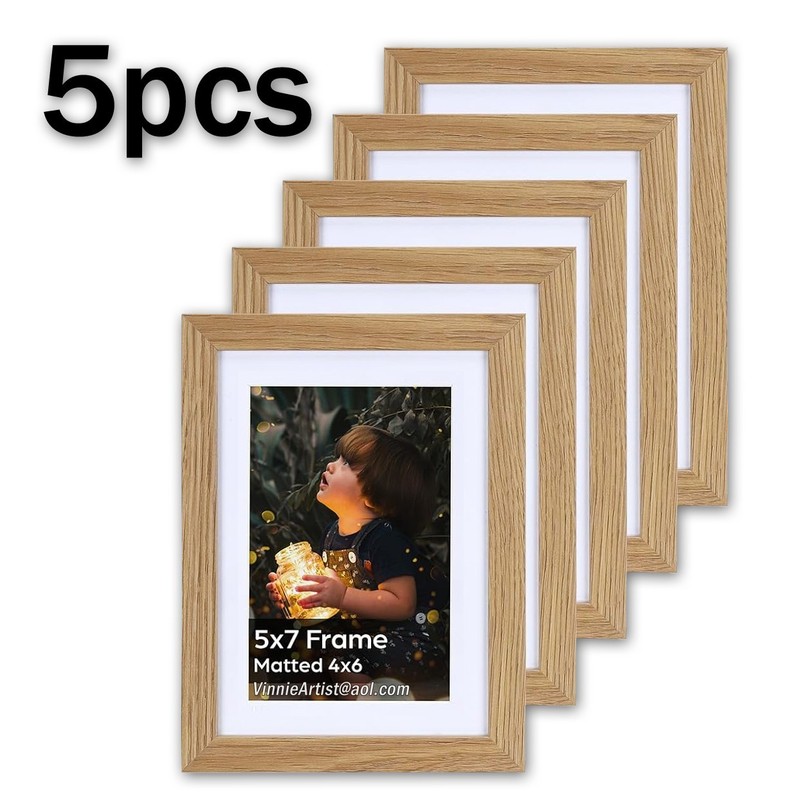 5x Picture Frames Wood Frames 5×7 without mat | 4×6 with mat 5″x7″or 4″x6″