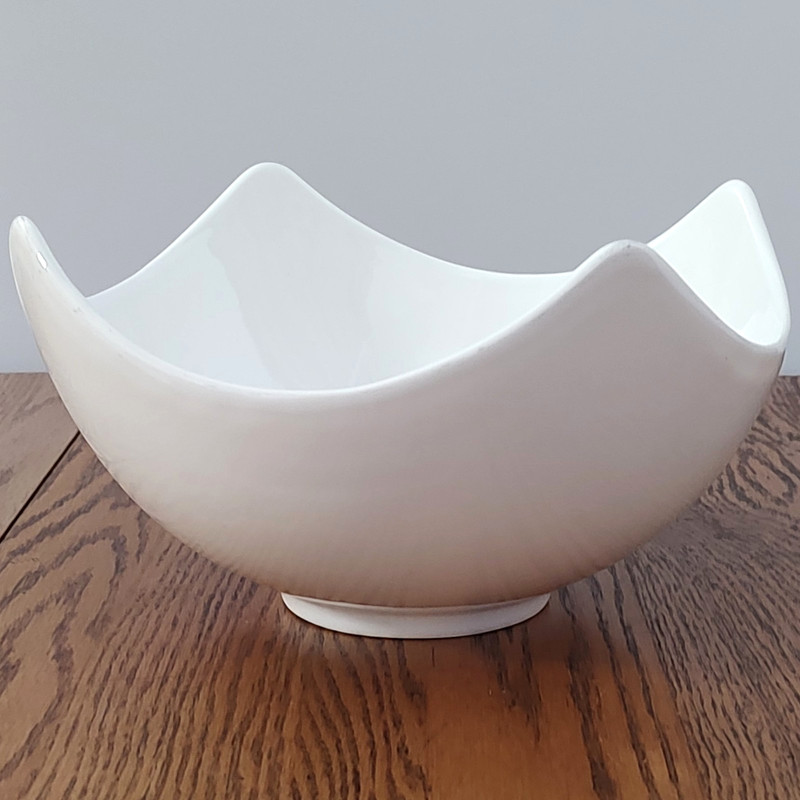 Large White Ceramic Extended Corners Square Bowl Centerpiece Statement Piece 10' gallery