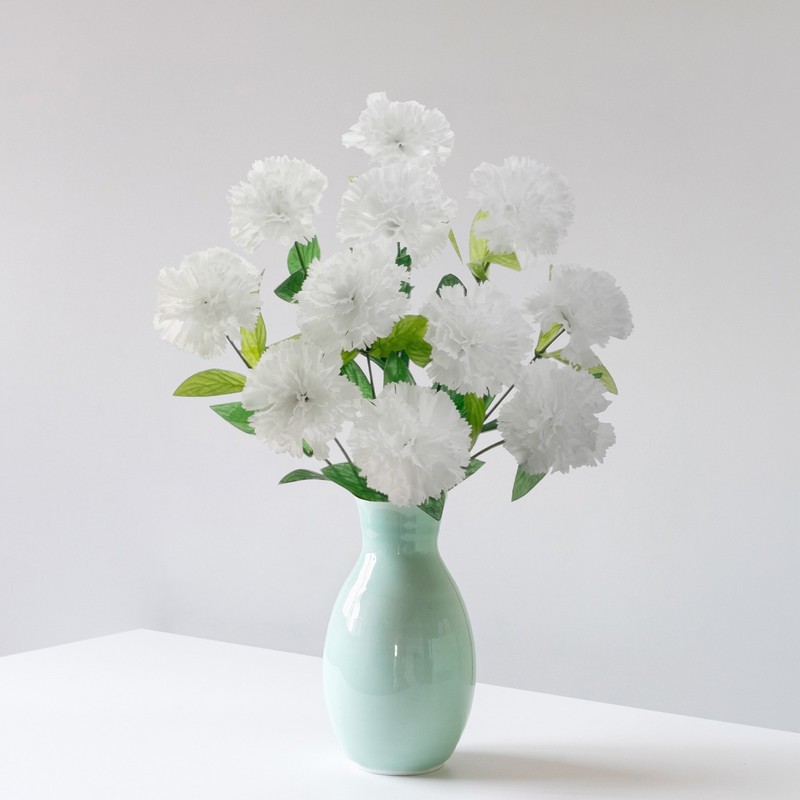 Allstate 18" White Carnation Artificial Floral Bush