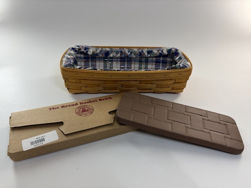 Longaberger Rectangular Bread Basket w Plastic Liner & Bread Basket Brick Insert