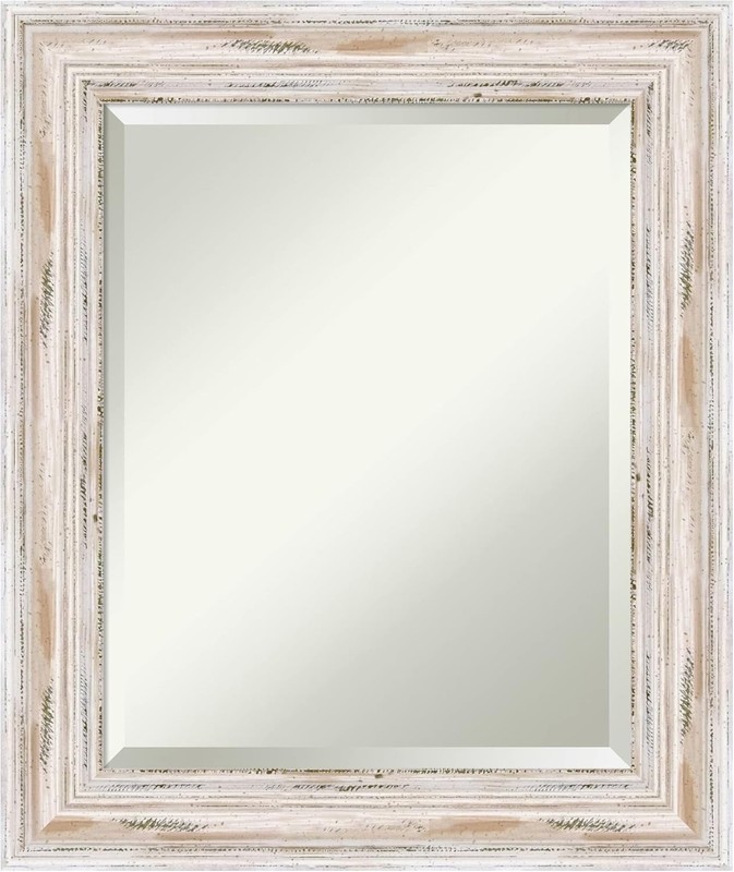 White Bathroom Mirror Over Sink 25×21 Alexandria White Wash Rectangle Vanity