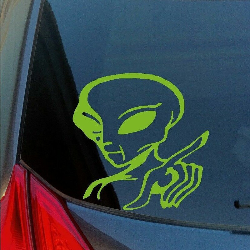 Alien vinyl sticker decal Sci-Fi Roswell flying saucer ET visitors Area 51 UFO