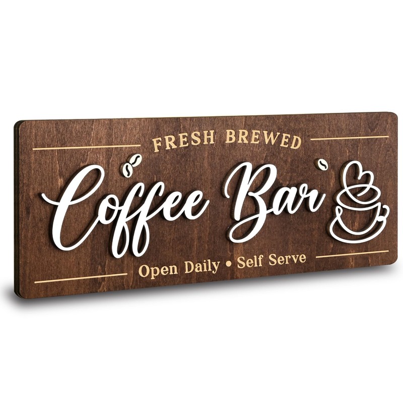 Woodamore Coffee Bar Signs for Wall Decor Vintage Coffee Accessories for Cafe