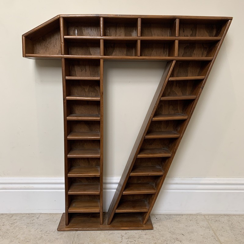 Wood Number 17 Shaped Shadow Box Curio Shelf Wall Mount Display NASCAR ? Vintage