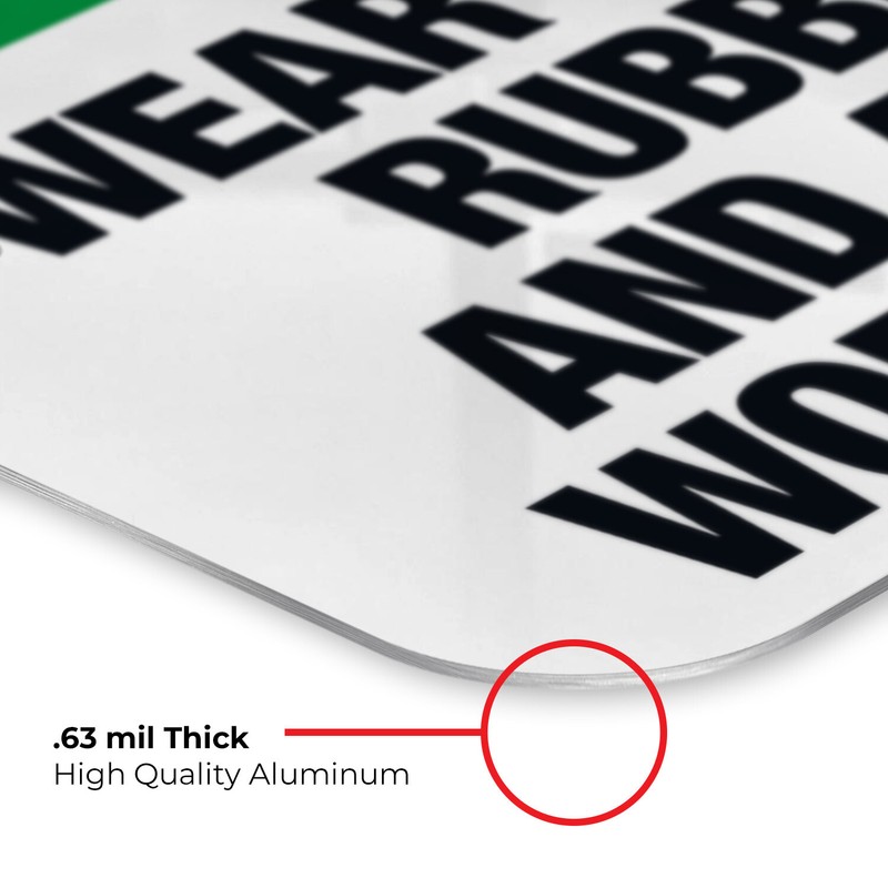 Wear Face Shields, Rubber Gloves And Aprons Sign, OSHA Safety First Sign, gallery