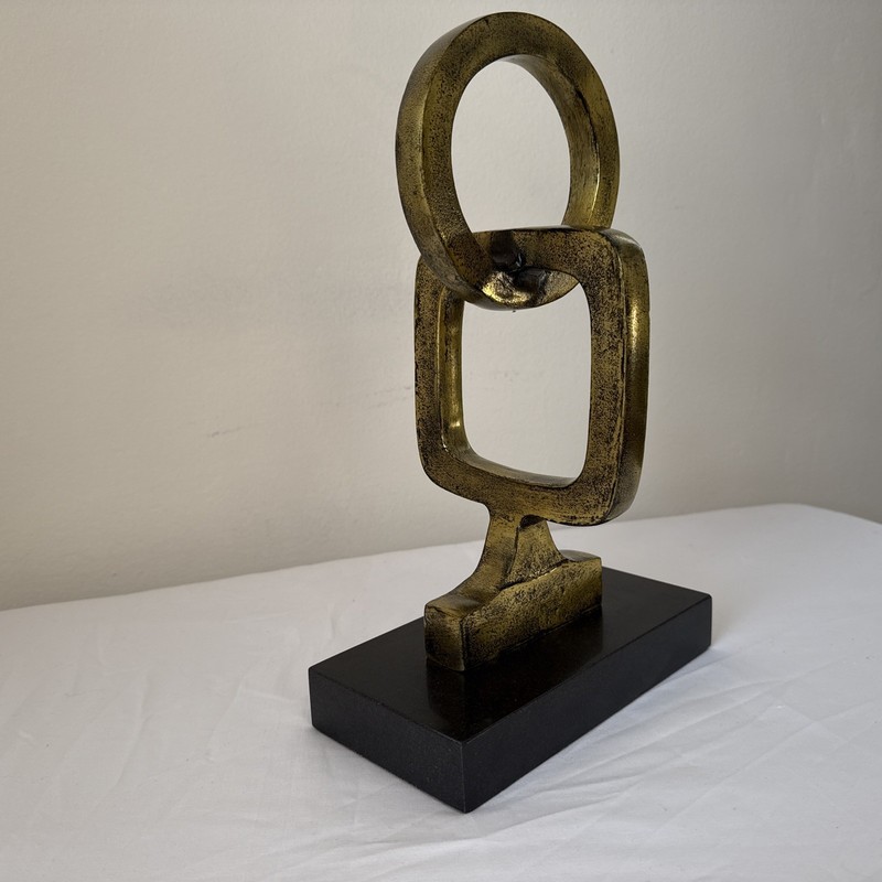 Abstract Geometric Sculpture Gold Black Marble Cyan Design ACCESSION Fathers Day