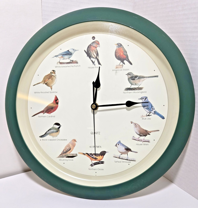 Limited Edition 25th Anniversary Singing Bird Wall Sound Clock, 13″, Green