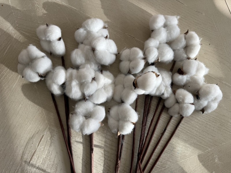 20Pcs Cotton Stems,Fake Cotton Flowers, Artificial Cotton Floral Stems