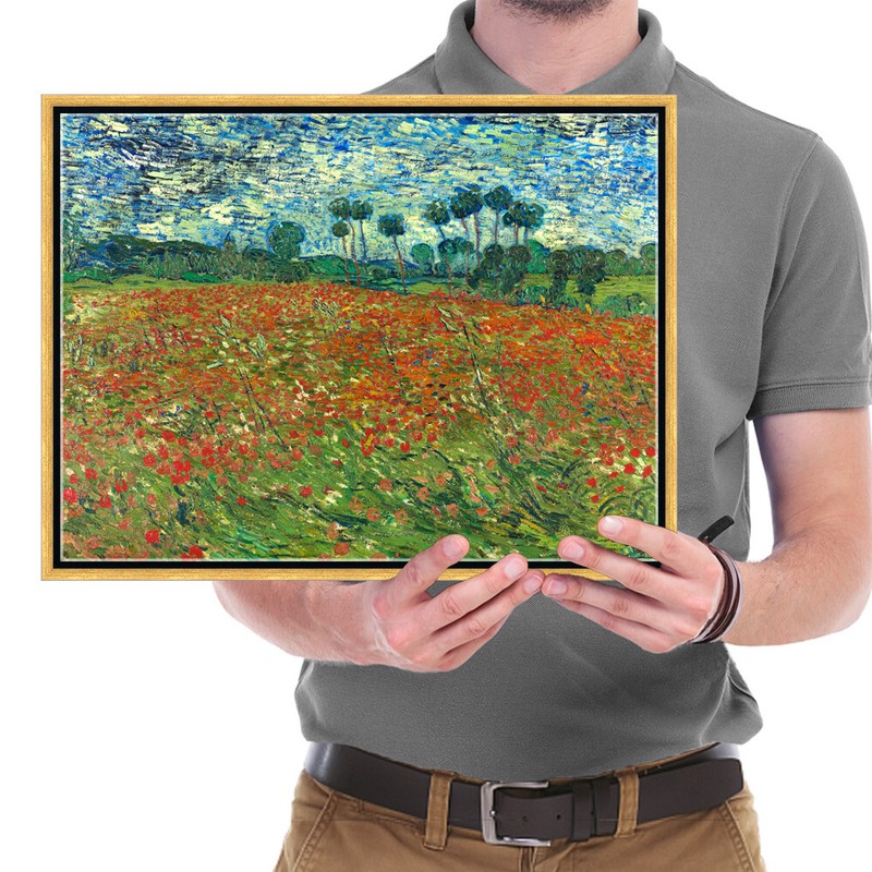 Framed Poppy Field June 1890 Canvas Print Van Gogh Paintings Repro Wall Art gallery