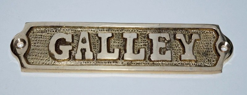 Vintage Nautical Brass Engraved Galley Tag Door Sign Wall Decor Collective Item gallery