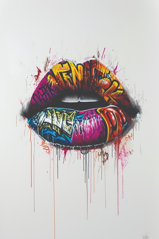 SEXY LIPS GRAFFITI ART PRINT/POSTER CANVAS OR SATIN PHOTO PAPER T3