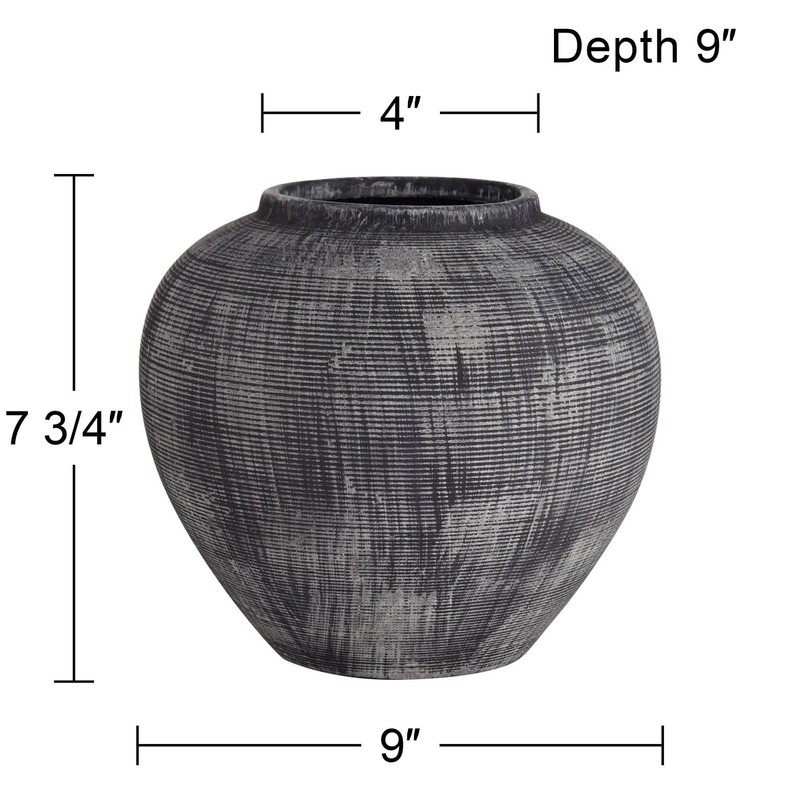 Mcginn 9 Wide Rough Antique Black Cottage Core Decorative Vase - Studio 55D gallery