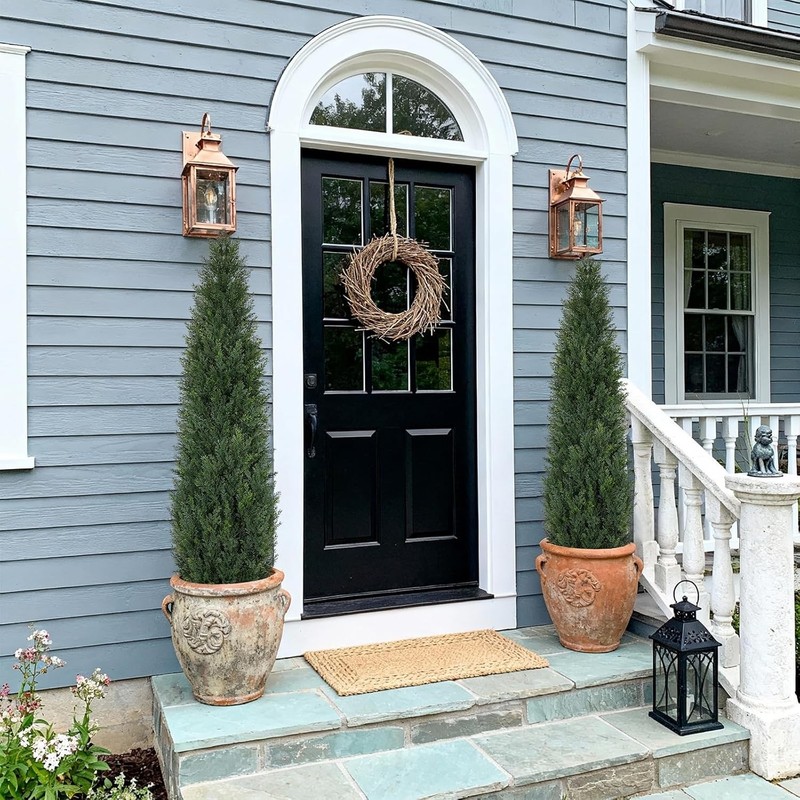 5FT Topiary Trees Artificial Outdoors 2 Pack, Two 5 Foot UV Resistant Faux Cedar gallery