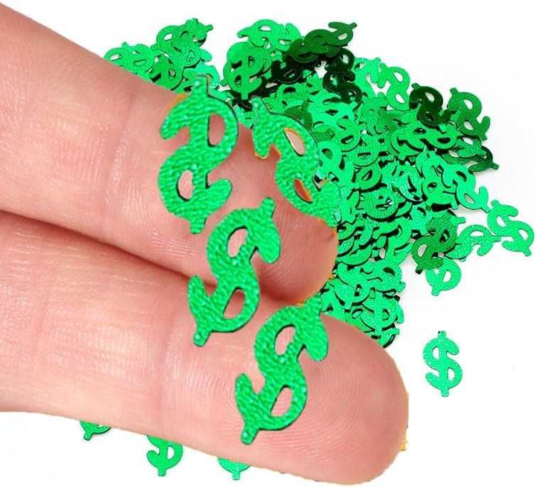 15g Dollar Sign Party Confetti,Green PVC Money Symbol Shaped Decorative for