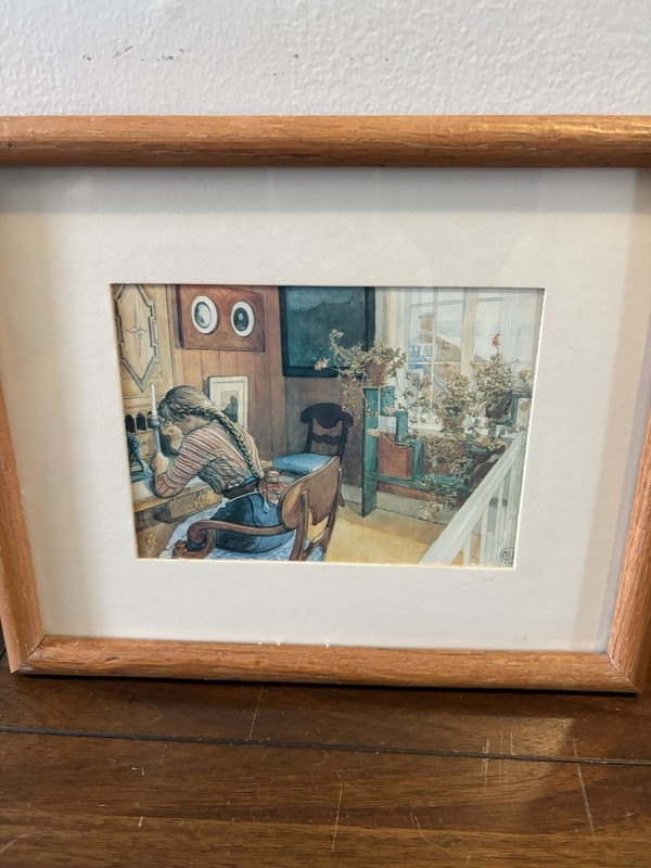 Vintage Framed Wall Art Print of “Letter-Writing" (1912) by Artist Carl Larsson gallery