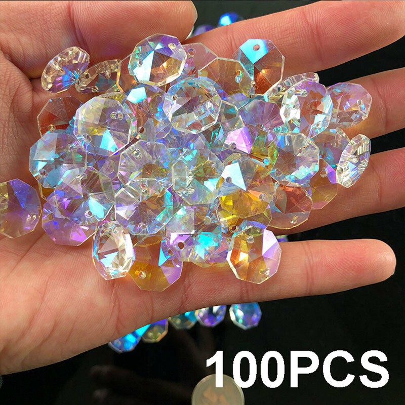14MM 100X AB Octagonal Rainbow Beads Crystal-Chandelier-Suncatcher-Pendant Craft gallery