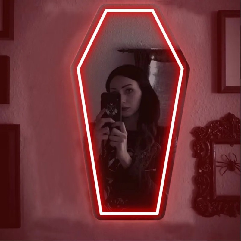 Coffin Mirror Neon Sign Goth Lover Gift Gothic Decor Goth Room Decor Dark Art AA gallery