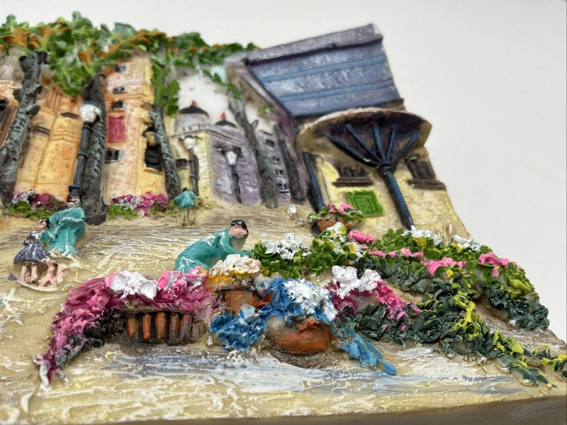 Set Of 2 Tuscan Village 3D Relief Wall Plaques Hand Painted Coastal Scene Decor gallery