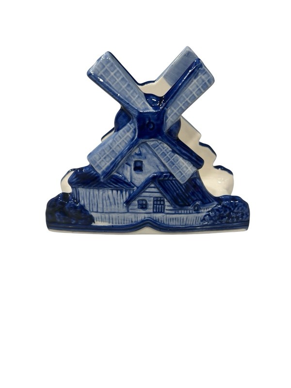 D.A.I.C. Delft Blue Windmill Napkin Holder Holland Handprinted