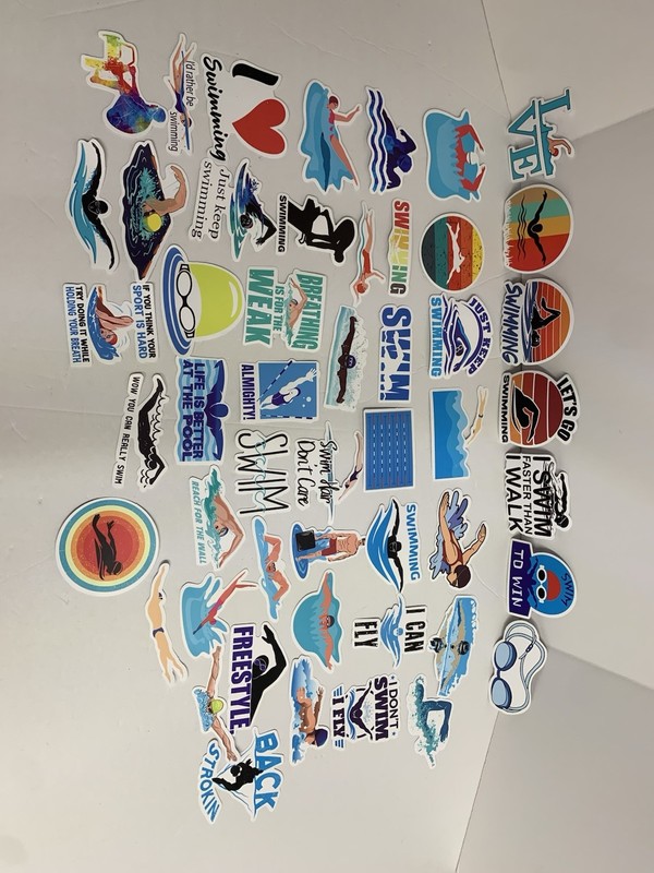 50 Swimming Stickers - Vinyl Waterproof Swim Theme for Kids and Adults (#26541) gallery