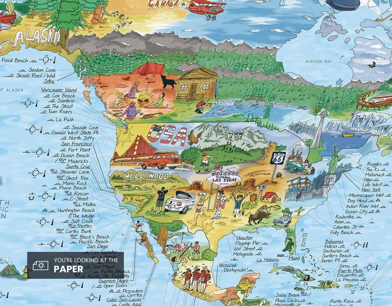 World Surfing Wall Map - Hand Drawn Poster of Surf Sites Around the World gallery