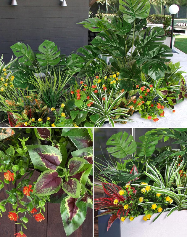 18 Pcs Artificial Plants Outdoor, Fake Boxwood Plants UV Resistant Artificial Fl gallery