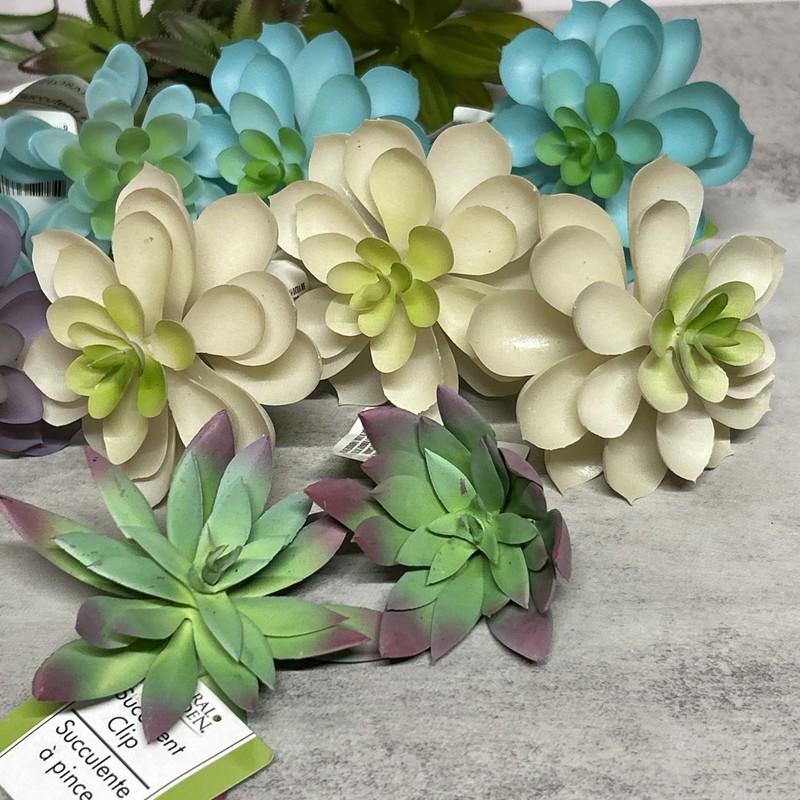 Succulent Picks Artificial Assorted Lot Of 16 Aloe Fern Flowers Blue Purple gallery