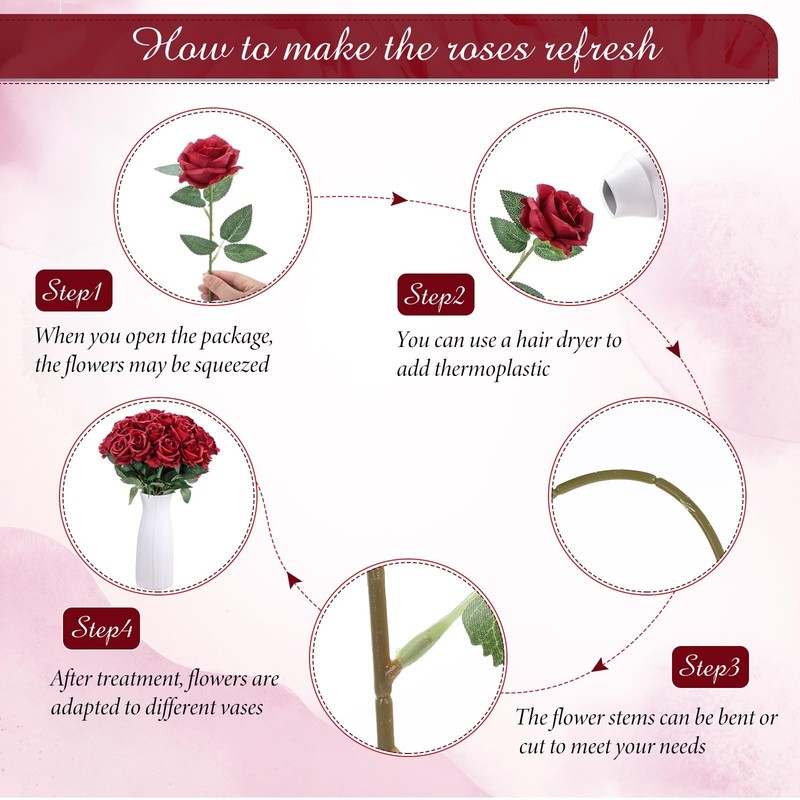 200 Pcs Artificial Roses Realistic Flowers Bulk Real Looking Fake Silk Rose B... gallery