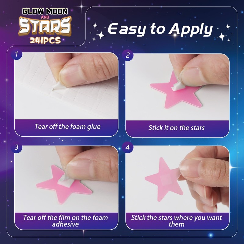 241PCS Glow in The Dark Stars Stickers, 3D Glow in The Dark Stars for Ceiling... gallery