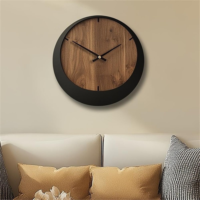 House of Avana Silent Wooden Brown and Black Wall Clock gallery