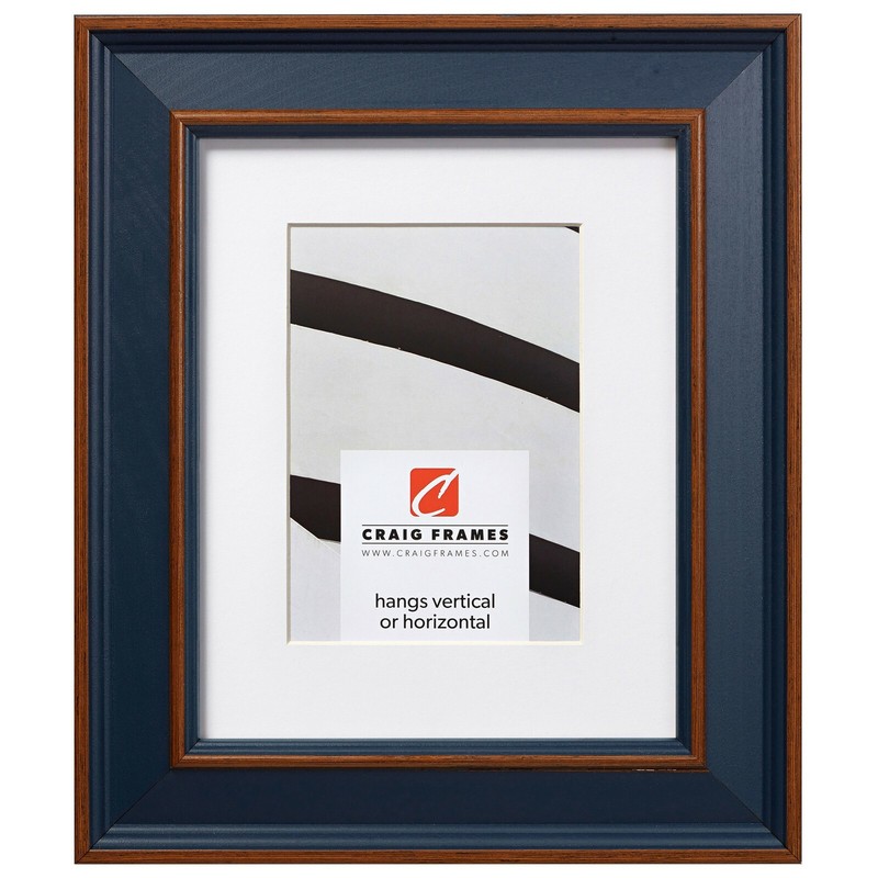 Craig Frames 2″ Wide Country Estate Blue Hardwood Picture Frame With Single Mat
