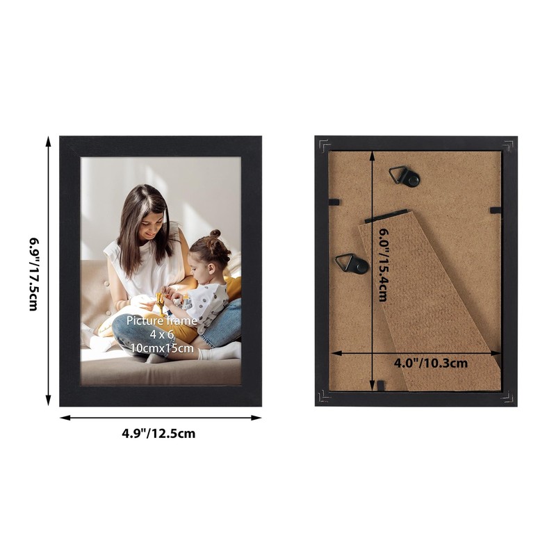 15 PCS 4x6 Inch Black Wood Picture Frame Set Wall Tabletop Display Photo gallery