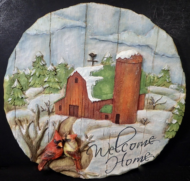 Vtg. Winter Scene Stepping Stone Red Cardinals 11 1/2″ New Creative Enterprises