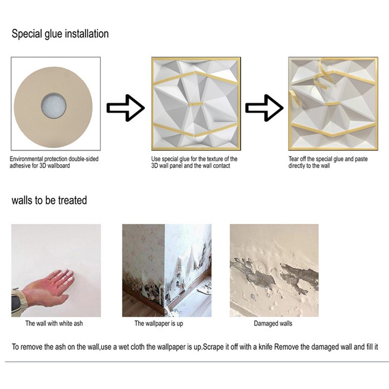 3D Wall Panels Brick Wallpaper Decorative PVC Plastic Cladding 30*30cm 12pcs US gallery