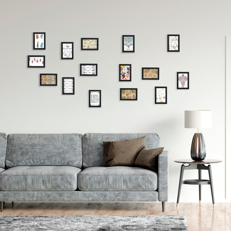 15 PCS 4x6 Inch Black Wood Picture Frame Set Wall Tabletop Display Photo gallery