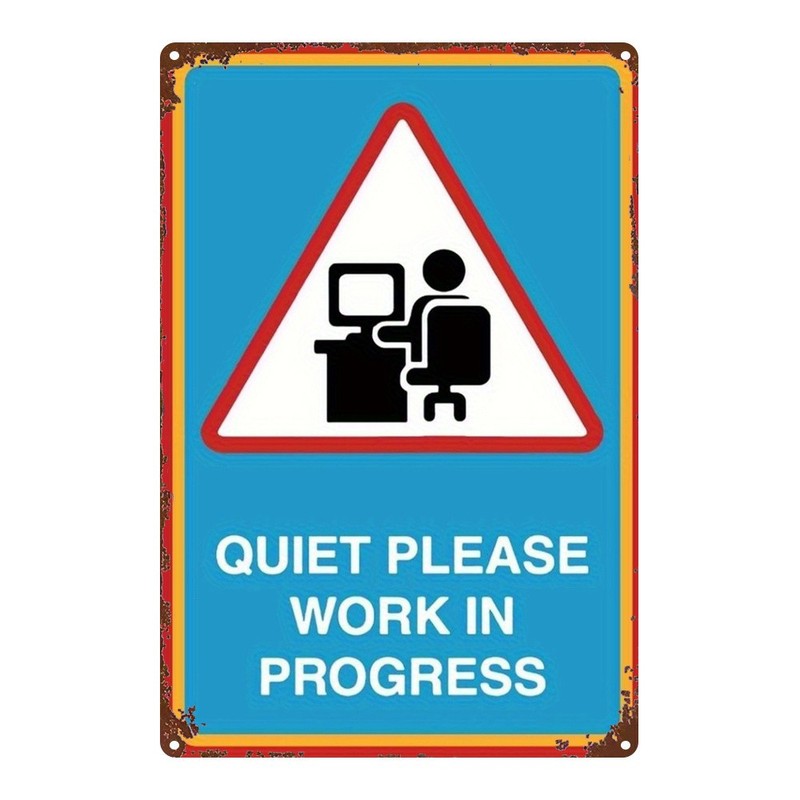 Workspace Quiet Reminder Metal Sign Vintage Style Decor for Office & Study Room