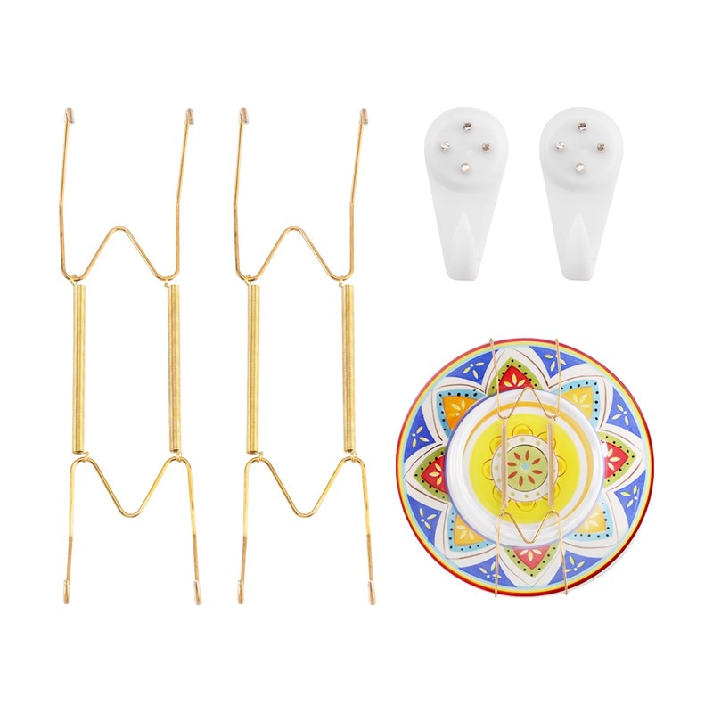 2 Pack Plate Hangers for Wall, Suitable 9-12 inch Art Plate, 9″-12″, Gold