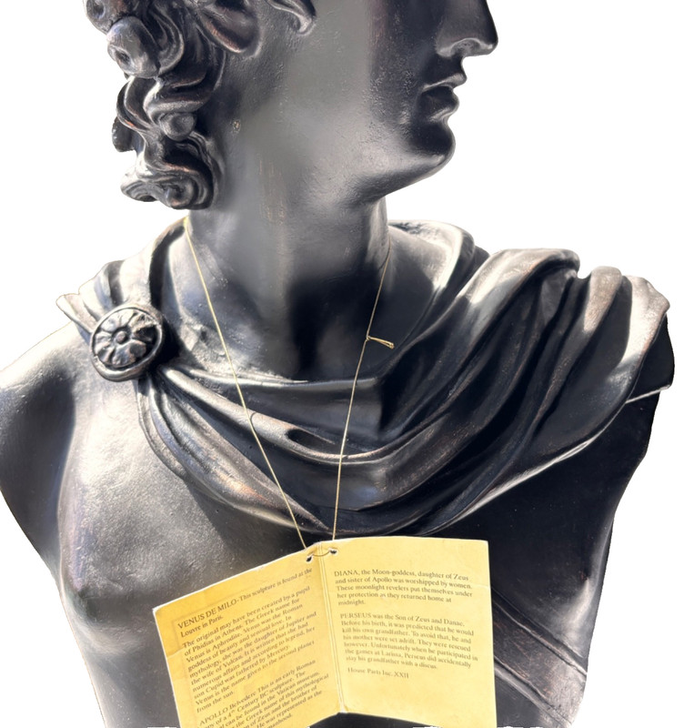 House Parts Apollo Bust Sculpture Black Plaster Greek Roman 24” Decor gallery
