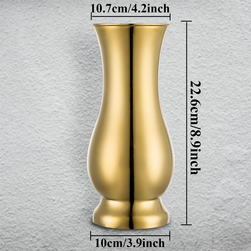 1 PCS Golden Metal Vase Centerpiece Stainless Steel Tabletop Flower Decor gallery