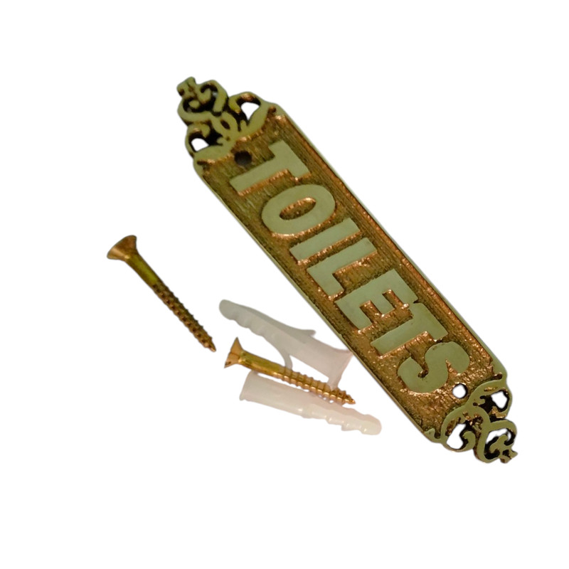 Vintage Solid Brass Toilet Door Sign Plaque – Nautical Style Bathroom Decor gallery