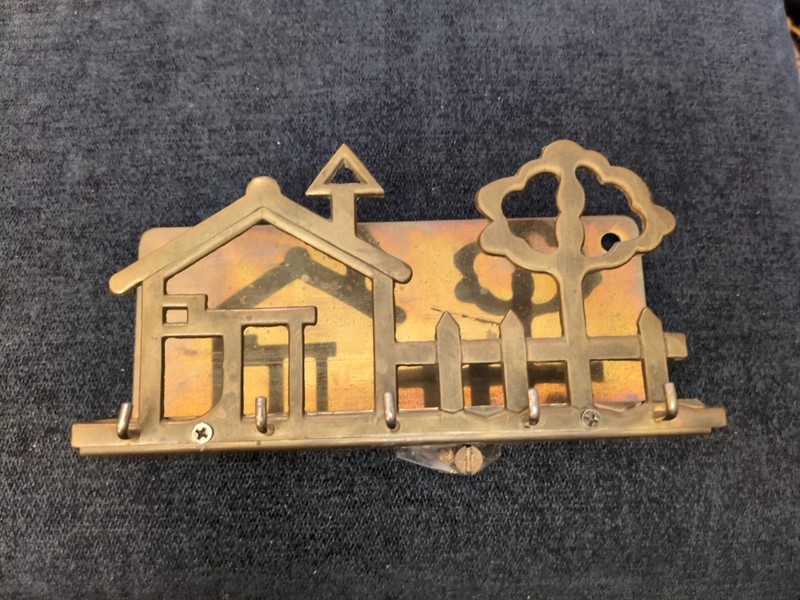 Vintage Brass Metal House/tree Letter Holder Hooks For Key Chains