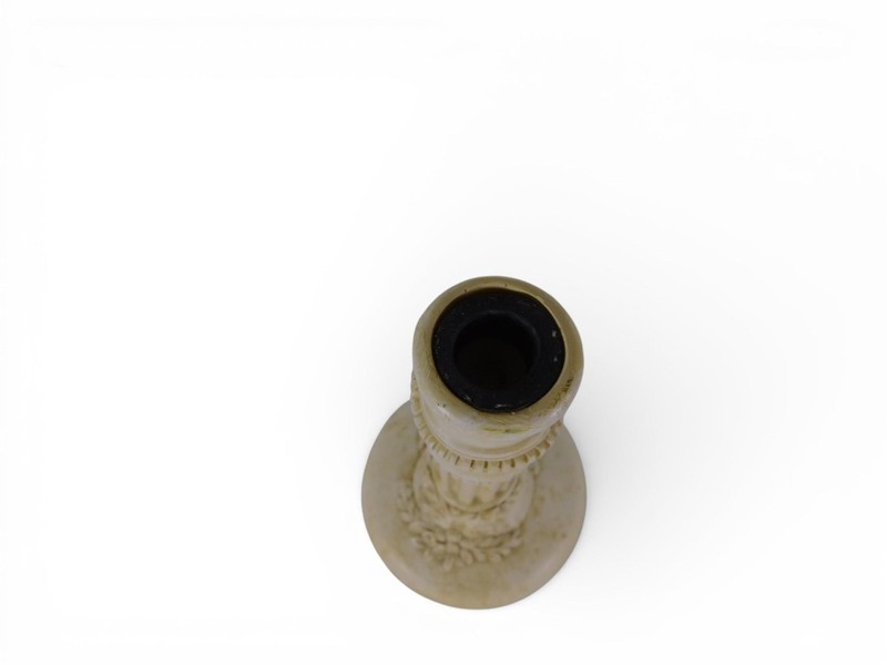 Beige Stone Candlestick Holder Traditional Column Floral Birds Home Decor Accent gallery
