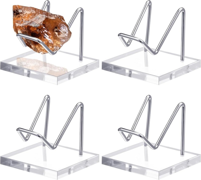4 Pcs Crystal Display Stand Rock Display Holder with Acrylic Pedestal Base an…