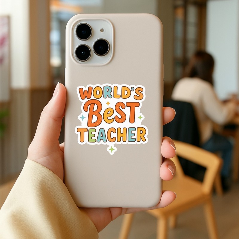 4Pcs World’s Best Teacher Stickers – Cute Teacher Appreciation Vinyl Decals gallery
