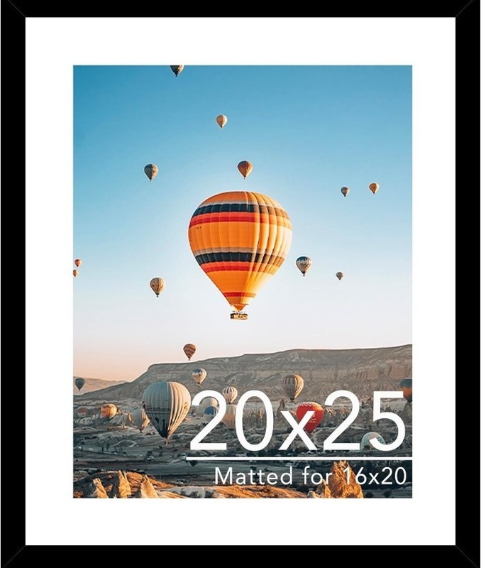 Black 25×20 Picture Frame, Display Poster 16×20 with Mat (TEAL796)