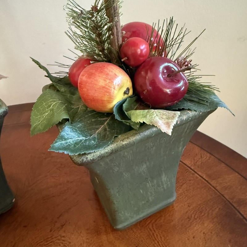 Vtg Potted Apple 21” Topiary Green Red Fruit Floral Tree French Country Decor gallery