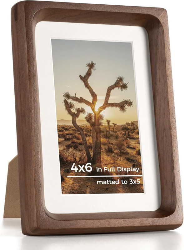 4X6 Picture Frame Usa-Sourced Natural Walnut Solid Wood Photo Frame Handcrafted